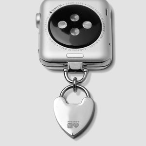 Apple Watch iwatch Silver Charm Necklace adapter wth Heart Charm and Swarovski crystals