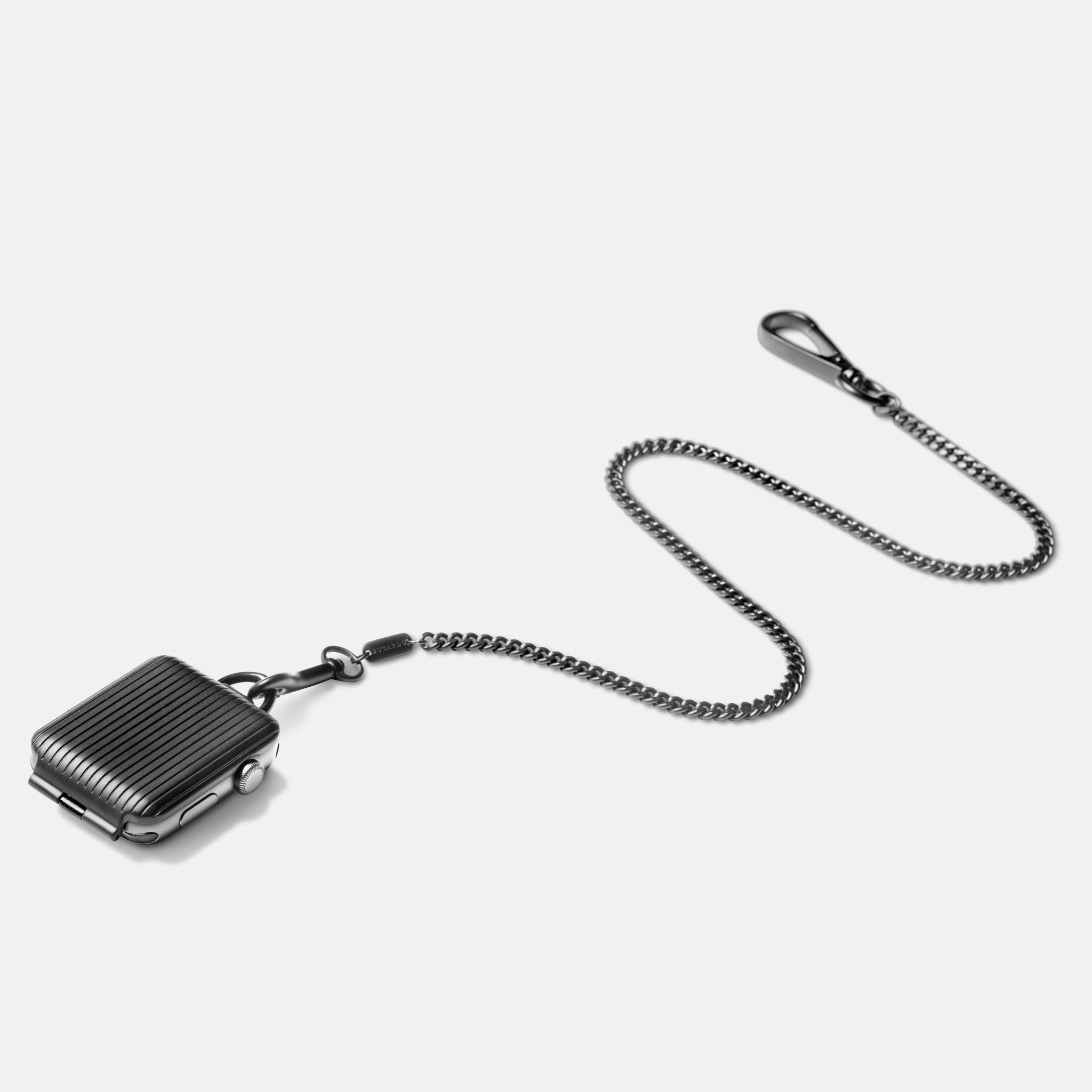 Silver Pinstripe Pocket Watch Accessory for Apple Watch