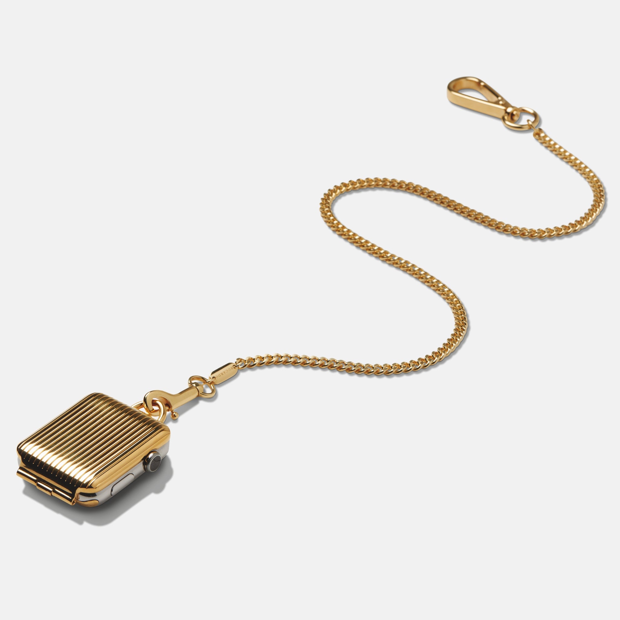 Silver Pinstripe Pocket Watch Accessory for Apple Watch